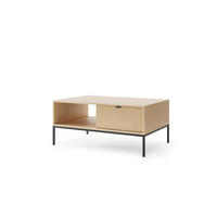 MODERNES Geriffelter Couchtisch KIOTO Ł2SZ (Eiche Vicenza, Schwarzes Gestell, Vollauszug) - Eichefarben/Schwarz, Holz/Holzwerkstoff (68/104/46cm) - Ravio