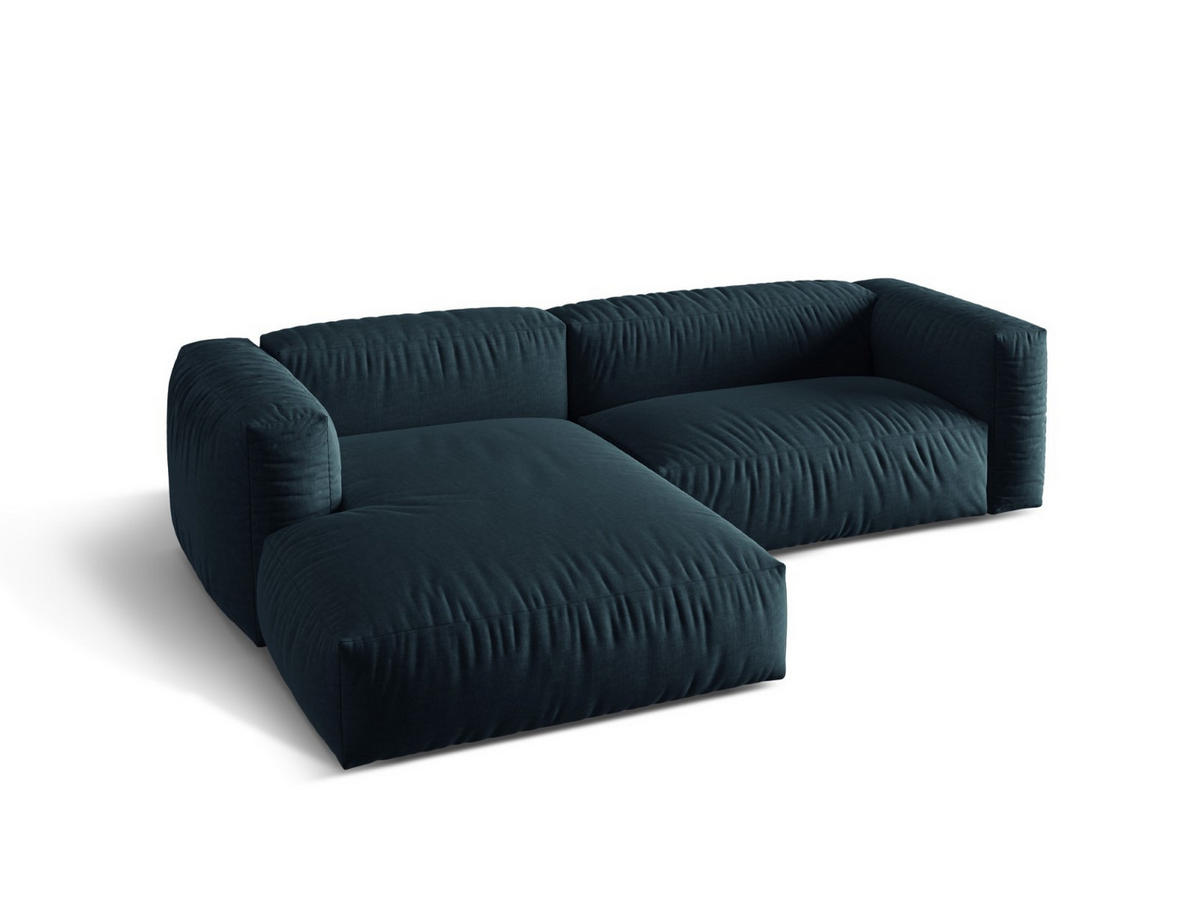 ECKSOFA modular links Martina aus strukturiertem Stoff jeansblau 2 Sitzplätze - Blau, Textil (176/283cm) - Micadoni