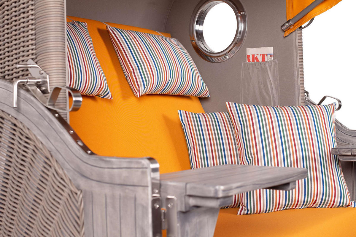 STRANDKORB Düne Koboo Grau Bullaugen - Gelb/Braun, Metall (125/170/80cm) - Mr. Deko