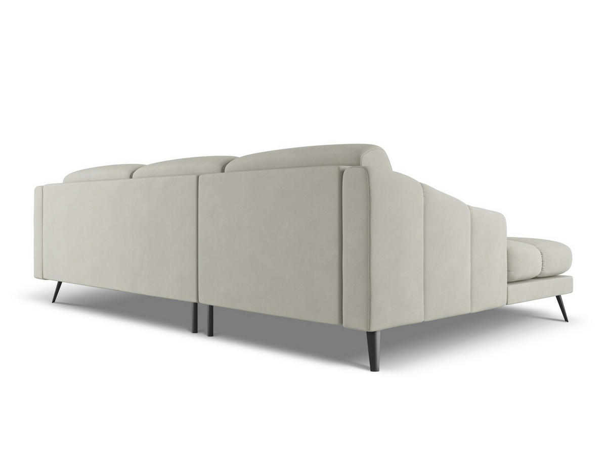 ECKSOFA Rechts Chenille Stoff Beige - Beige/Schwarz, Textil/Metall (264/160cm) - Makamii