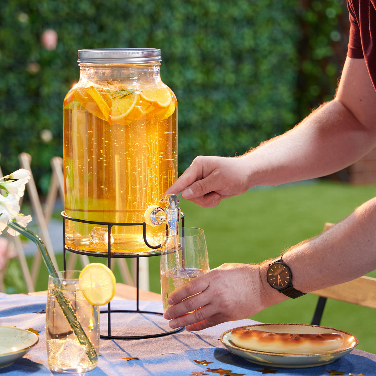 GETRÄNKESPENDER - Transparent, Glas/Kunststoff (6L) - Relaxdays