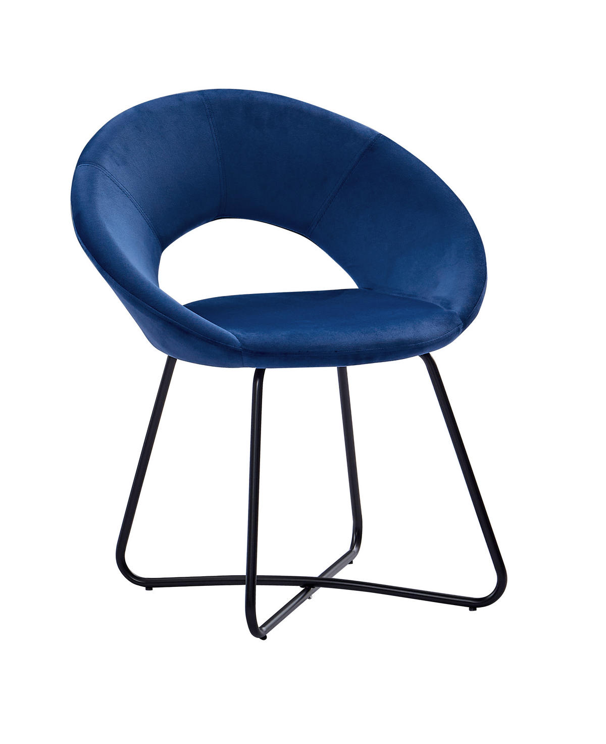 SCHALENSTUHL LENNY - Blau/Schwarz, Textil/Metall (64/77/46cm) - SAM