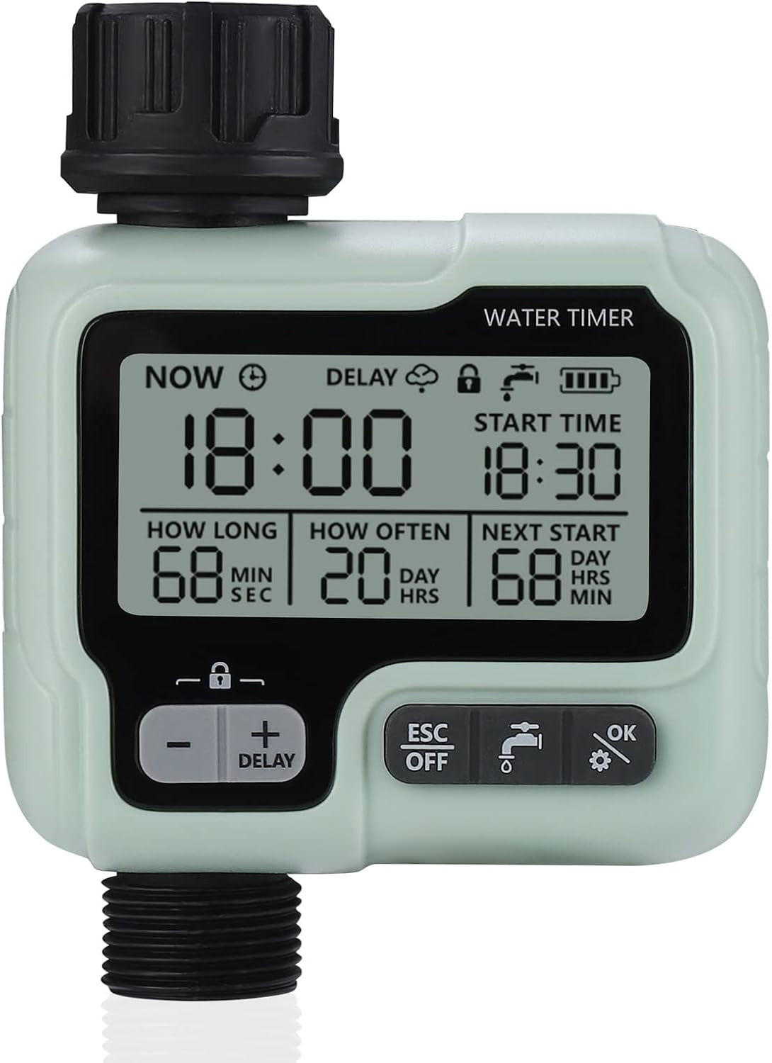 BEWÄSSERUNGSREGLER mit LCD-Display, Wasserzeitschaltuhr, Automatik-/Handbetrieb - Grün, Kunststoff (13/5/9cm) - Weltevree