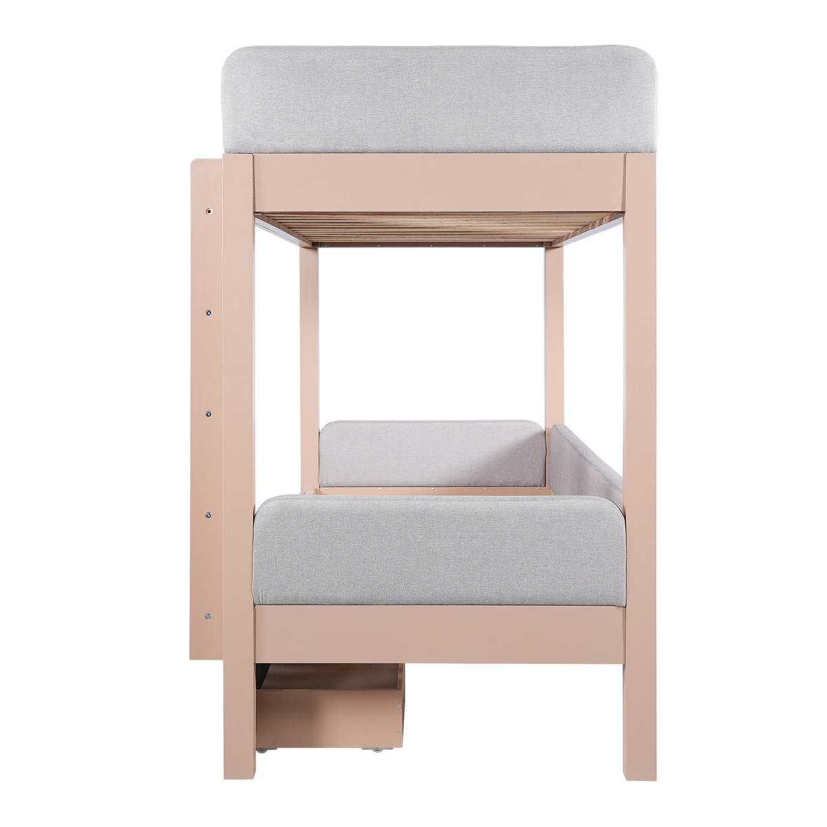 ETAGENBETT 90/200 cm in Grau mit gerader 4-stufiger Leiter und 2 Schubladen - Grau, Holz (90/200cm) - Oxeza