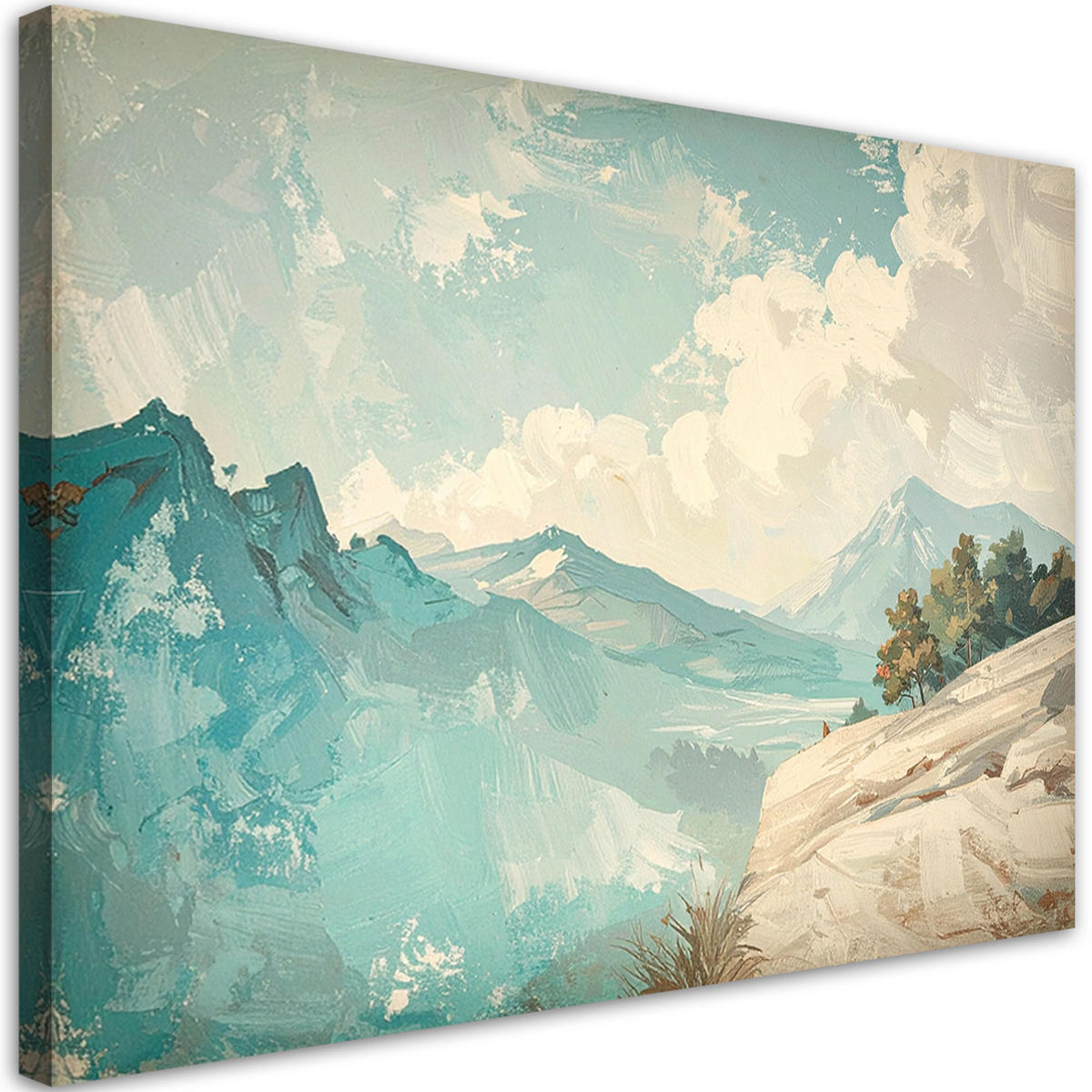 LEINWANDBILD Abstraktion 120x80cm - Türkis, Textil (120/80cm) - Feeby