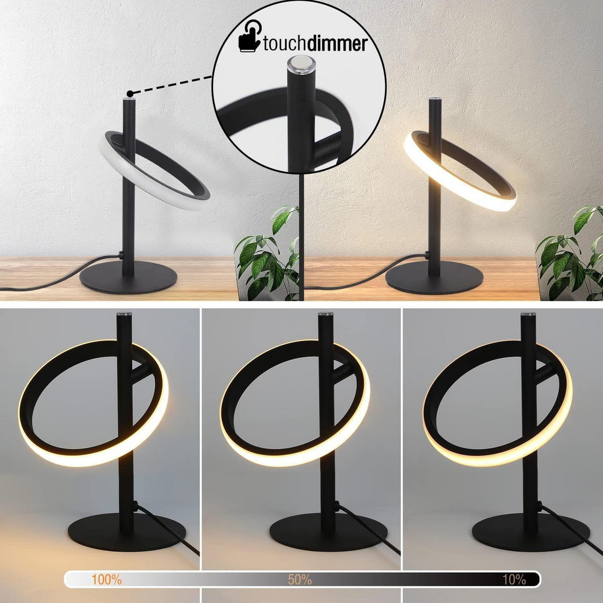LED-TISCHLEUCHTE Siegen 12.5/12.5/23 cm - Schwarz, Metall (12.5/12.5/23cm) - Nettlife