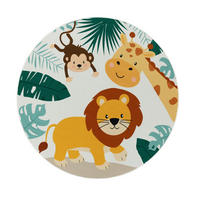 KINDERTEPPICH Waschbar, mit Dschungeltiere‑Muster, Beige, Ø 160 cm - Beige, Textil (160/160cm) - KADIMA DESIGN