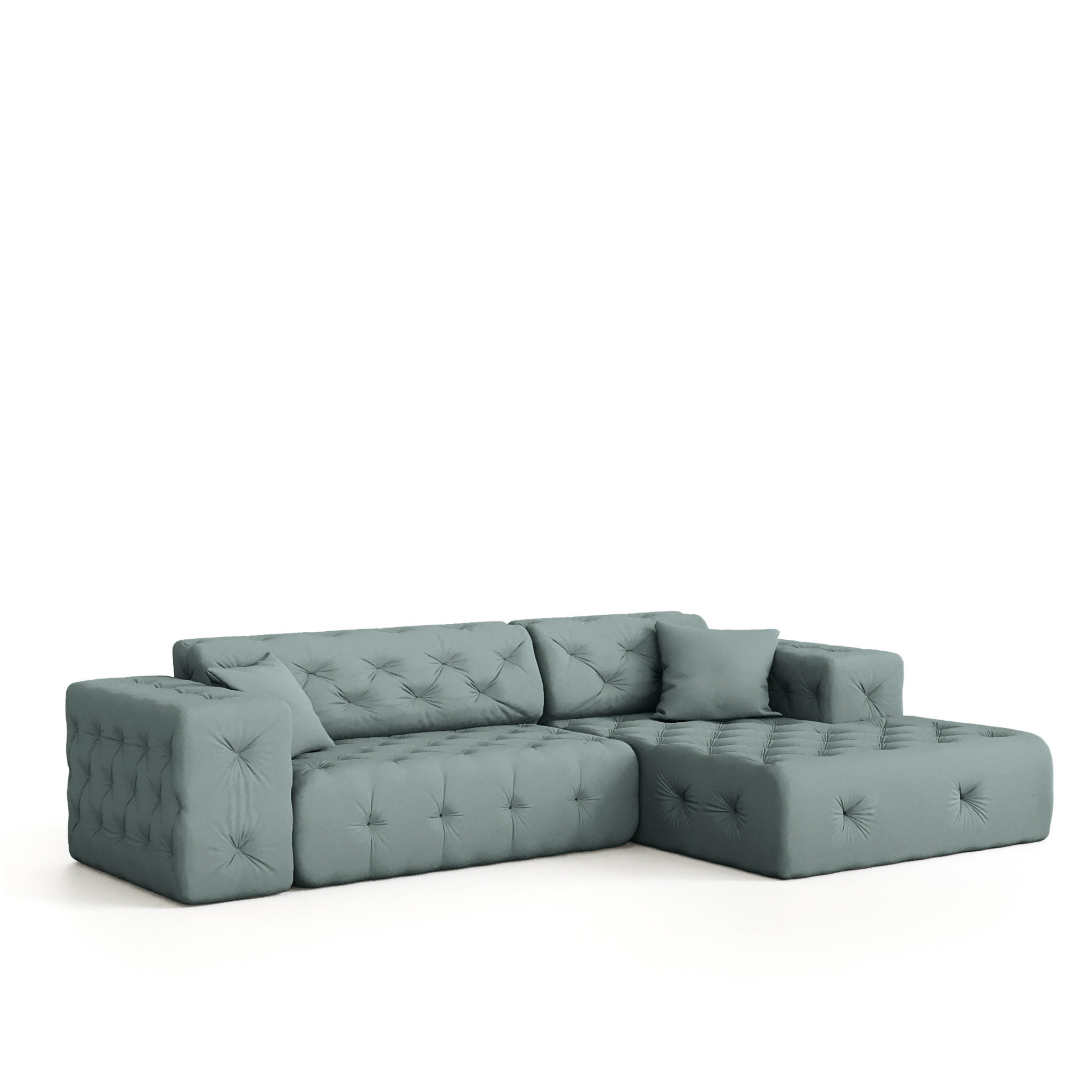 ECKSOFA Chantal - Salbeigrün, Holzwerkstoff/Textil (266/171cm) - Fun Möbel