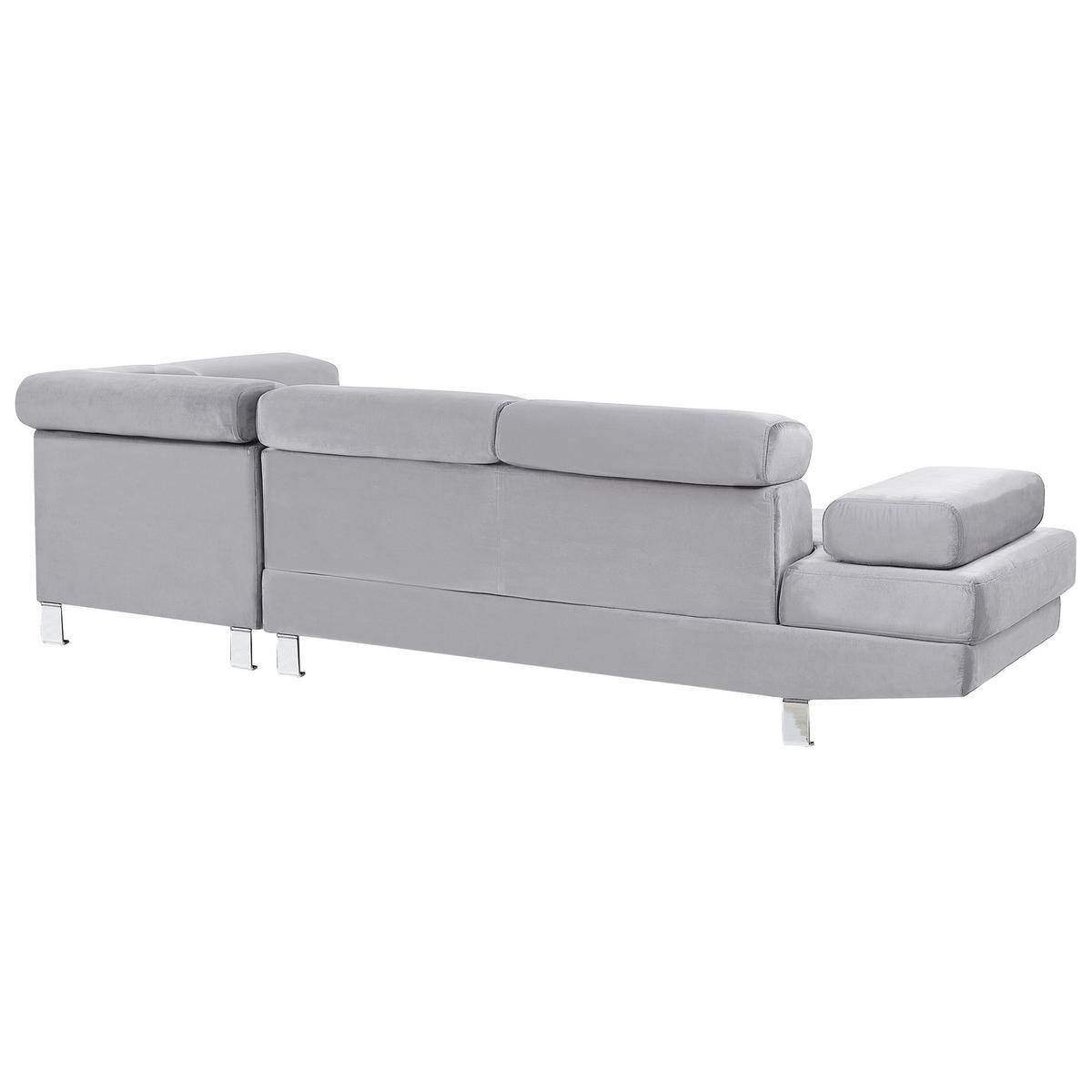 ECKSOFA Samtstoff Grau rechtsseitig Norrea - Hellgrau, Textil (262/169cm) - Beliani
