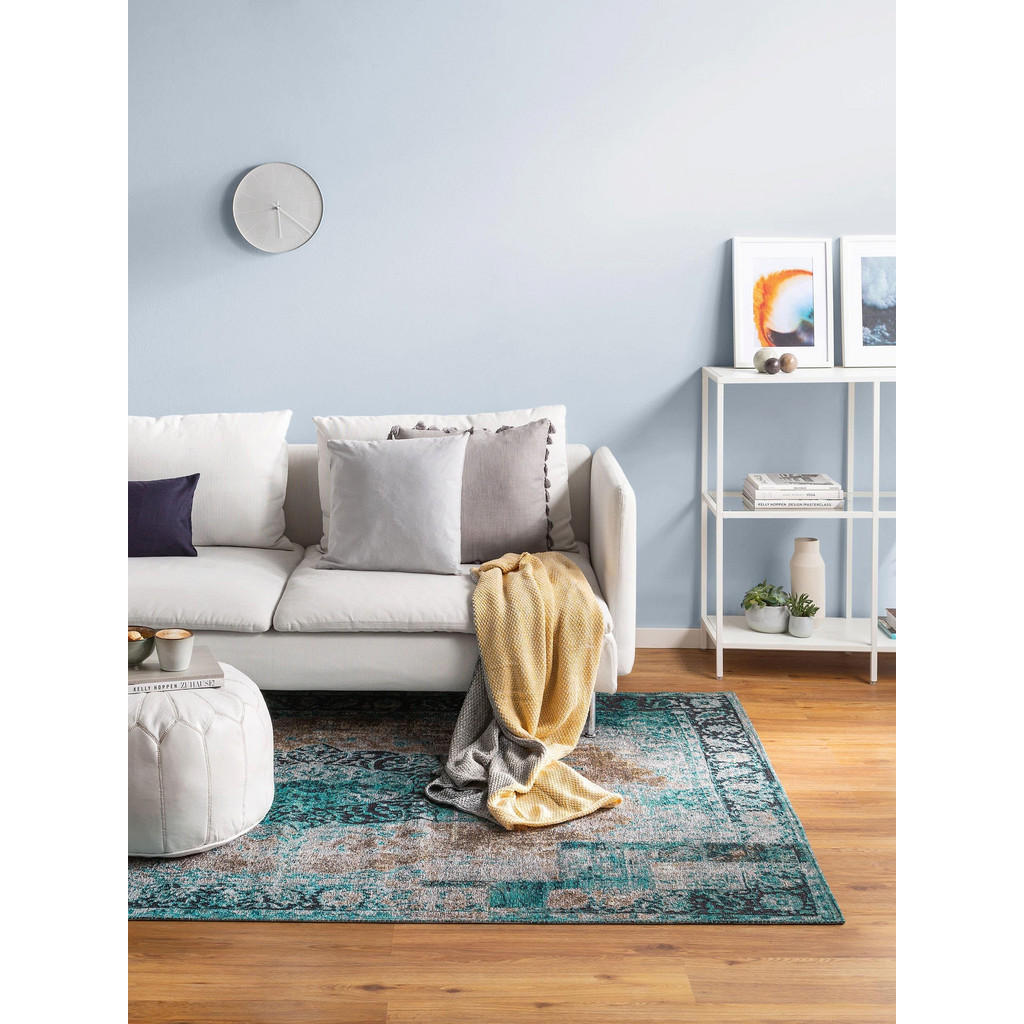 Thumbnail - benuta Pop Flachgewebeteppich, Türkis, Textil, Patchwork, Rechteckig, 230x340 cm, Oeko-Tex® Standard 100, wasserabweisen...