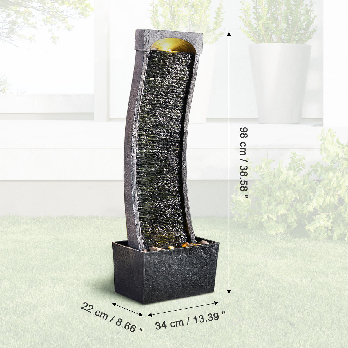 GARTENBRUNNEN 98cm - Schwarz, Kunststoff (34/22/98cm) - Teamson Home