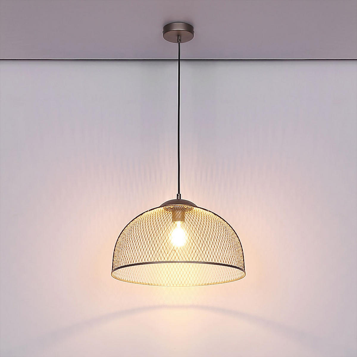 HÄNGELEUCHTE MONIGA Silber Chrom dunkel - Silberfarben, Metall (40/40/150cm) - Globo Lighting