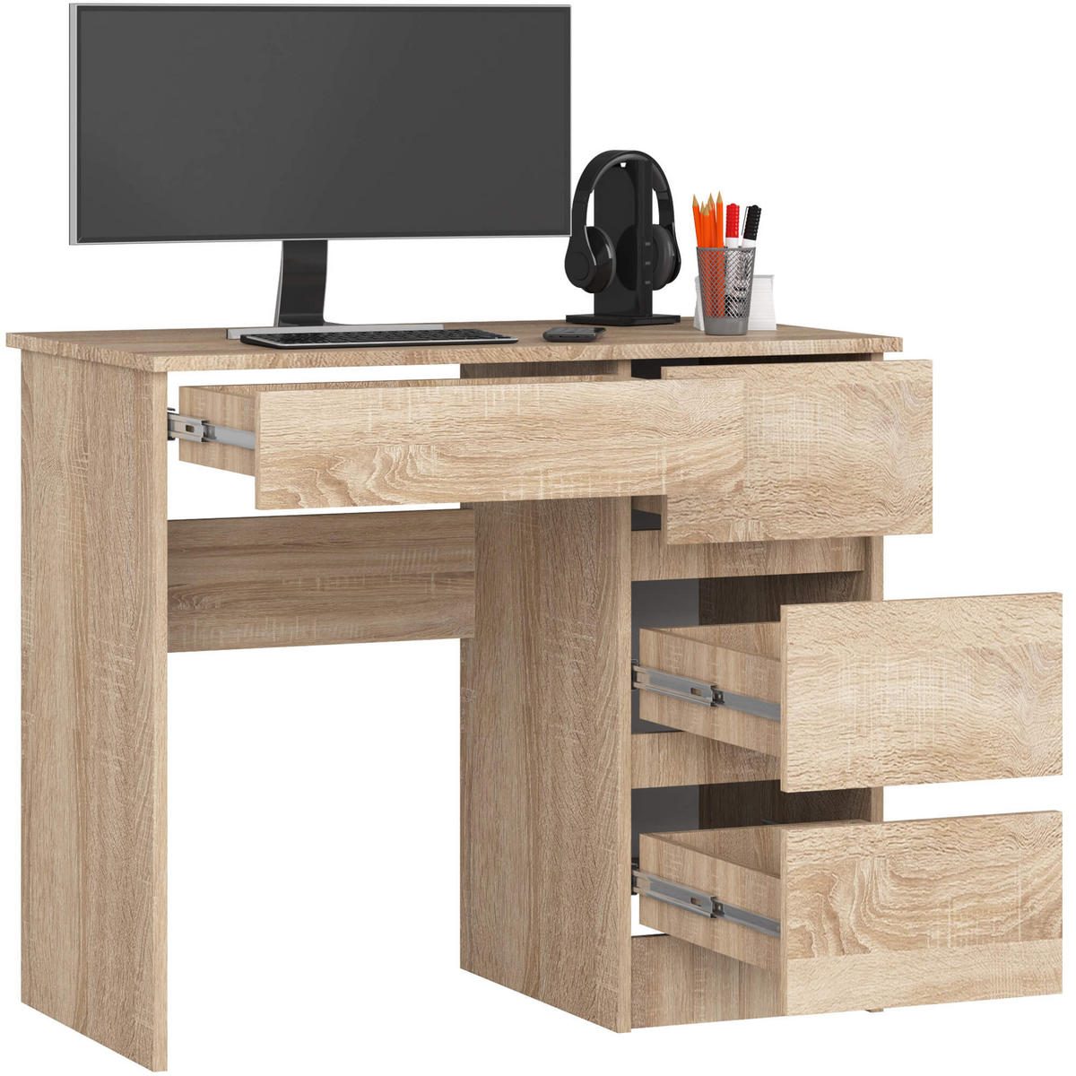 SCHREIBTISCH Sonoma-Eiche 90x50x77 cm - Sonoma Eiche, Holzwerkstoff (50/90/77cm) - Akord