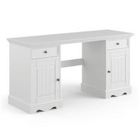 SCHREIBTISCH Belluno Elegante Kiefer weiß (RAL9010) lackiert 155 / 53 / 77cm - Weiß, Holz/Metall (53/155/77cm) - Feldmann-Wohnen