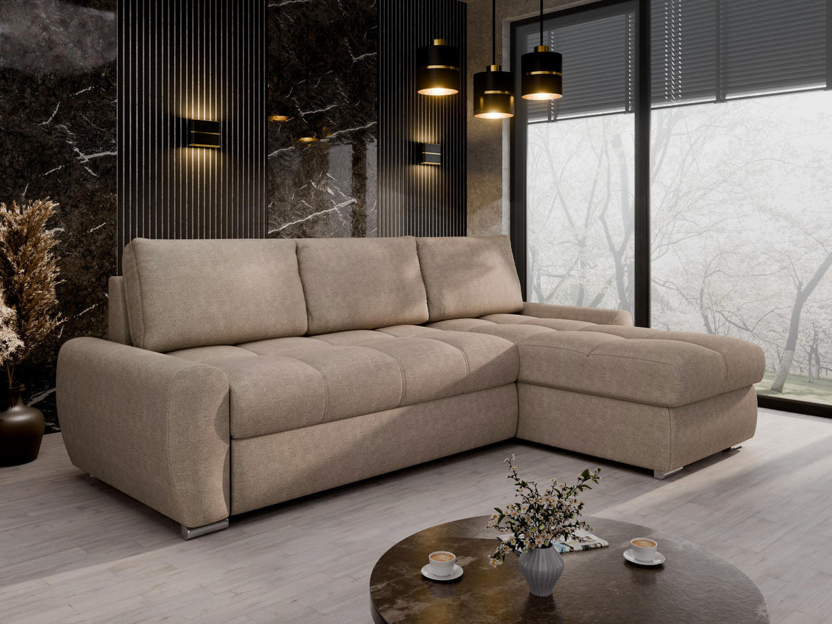 ECKSCHLAFSOFA Lunar Schlafsofa mit Bettkasten, Braun - Braun, Holz (237/166cm) - Panda Möbel