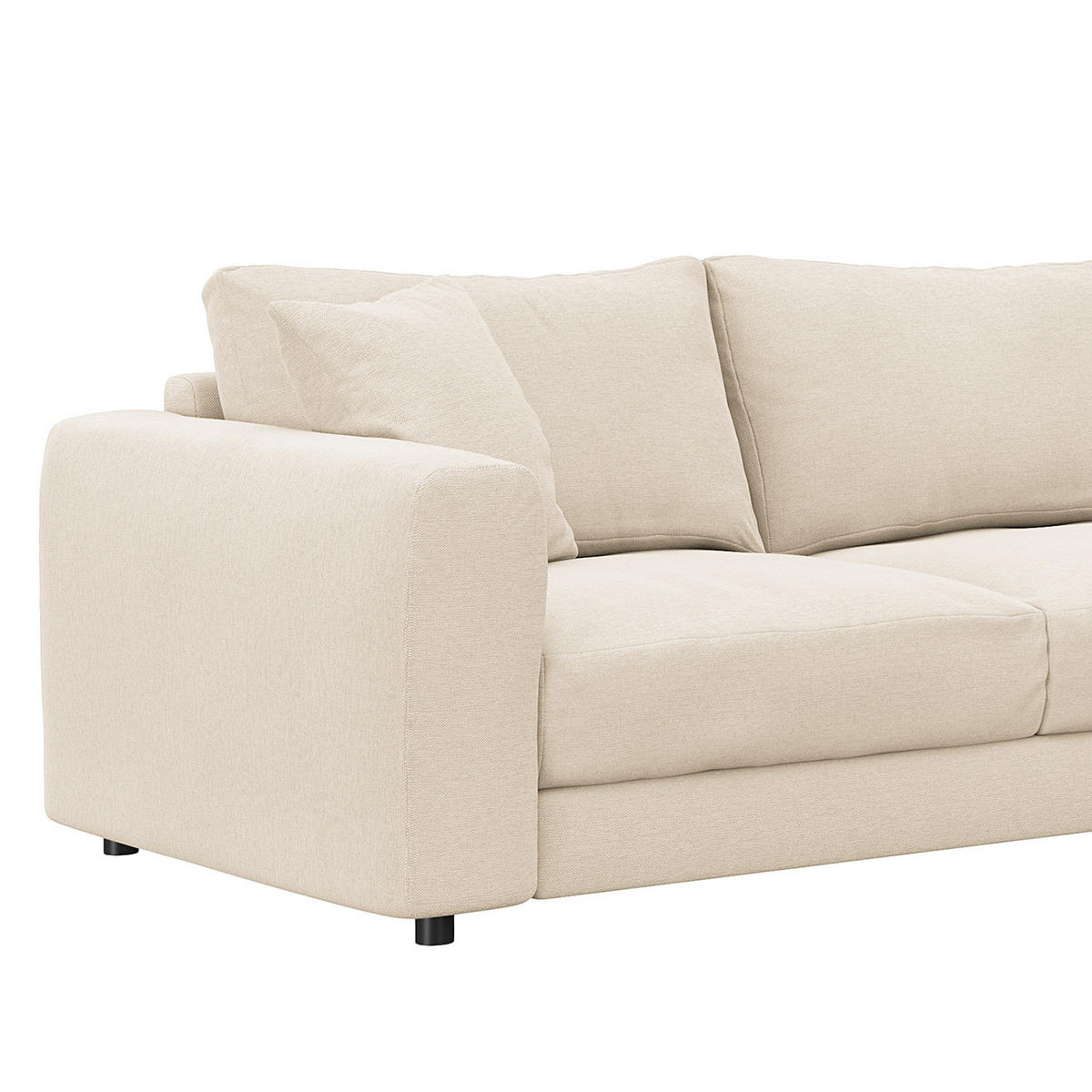 ECKSOFA mit Ottomane - Beige/Schwarz, Kunststoff/Textil (267/254cm) - home24