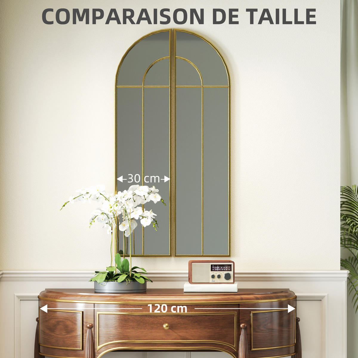 WANDSPIEGEL DE-14292 Bogenform 30x120 cm Gold - Goldfarben, Glas (30/120/3cm) - ComfortXL