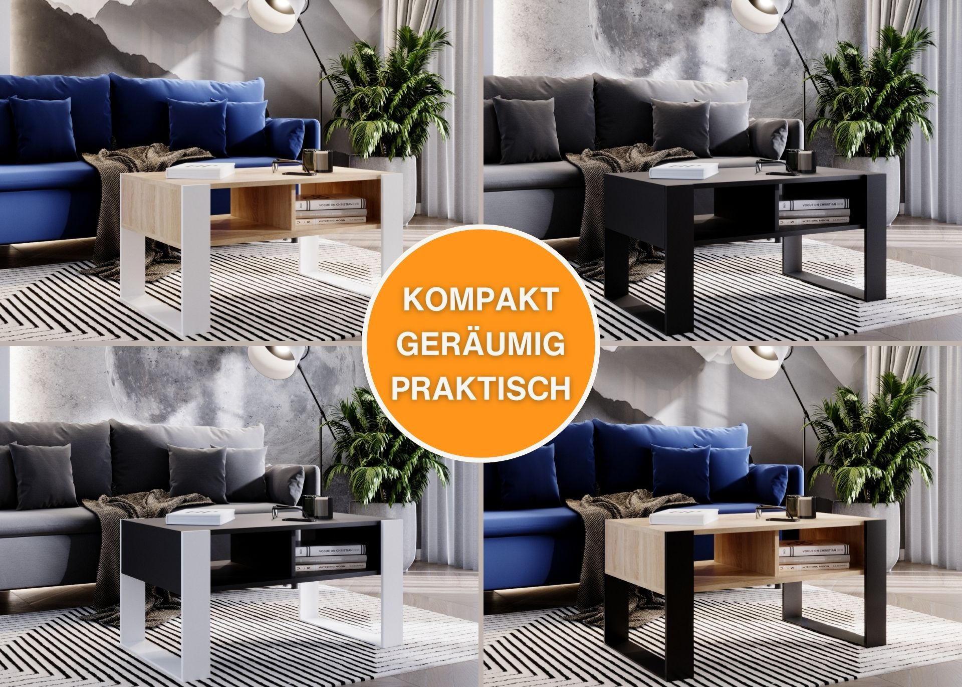 COUCHTISCH Kora92 92/45/53,6 - Schwarz, Holzwerkstoff (54/92/45cm) - RAUMHIRSCH FURNITURE