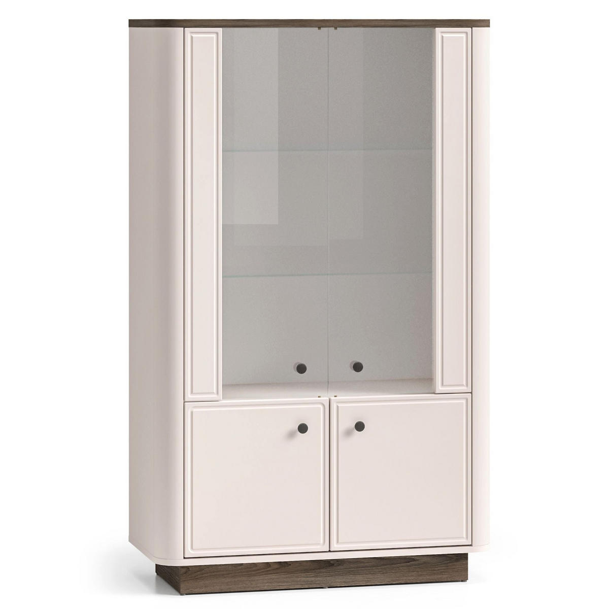 VITRINE Vilavio 4-türig Kaschmirgrau/Eichenoptik 92 cm - Taupe/Dunkelbraun, Holzwerkstoff (91.6/141.5/40cm) - Selsey