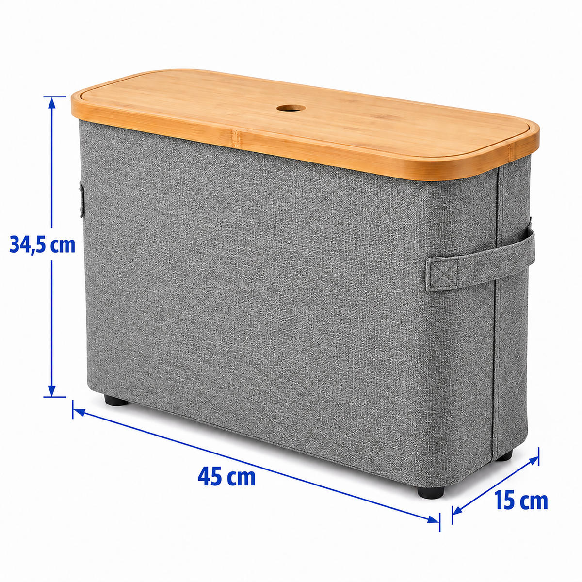 TOILETTENPAPIERBOX Grau Bambus 12 Rollen - Grau, Holz/Kunststoff (45/34.5/15cm) - Relaxdays
