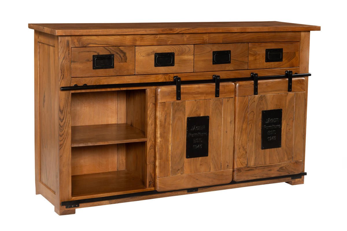 SIDEBOARD LIBRO - Braun/Naturfarben, Akazienholz/Holz (150/90/45cm) - SAM