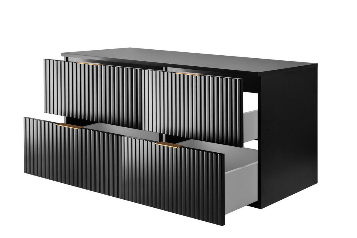 WASCHBECKUNTERSCHRANK Schwarz matt 120/57/46 cm - Schwarz, Holzwerkstoff (120/57/46cm) - Rodan