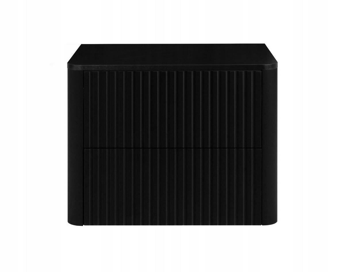 WASCHBECKENUNTERSCHRANK LINEA hängend geriffelt Schwarz matt mit Waschtischplatte 60/48/44 cm - Schwarz, Holzwerkstoff (60/48.4/43.7cm) - Rodan