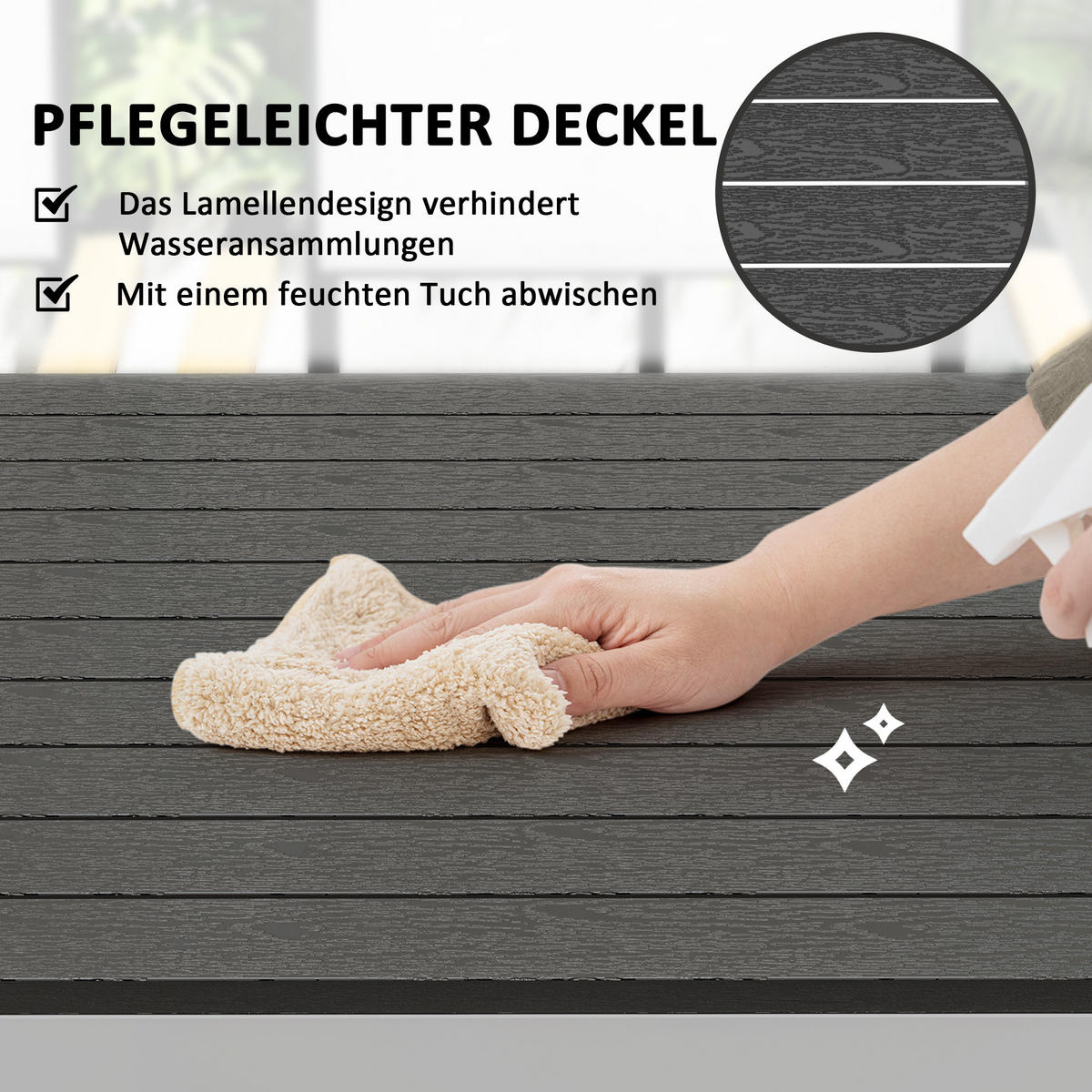GARTENTISCH DE-07255 Aluminium, wetterfest mit Holzoptik Schwarz - Schwarz, Metall (120/70/72cm) - ComfortXL