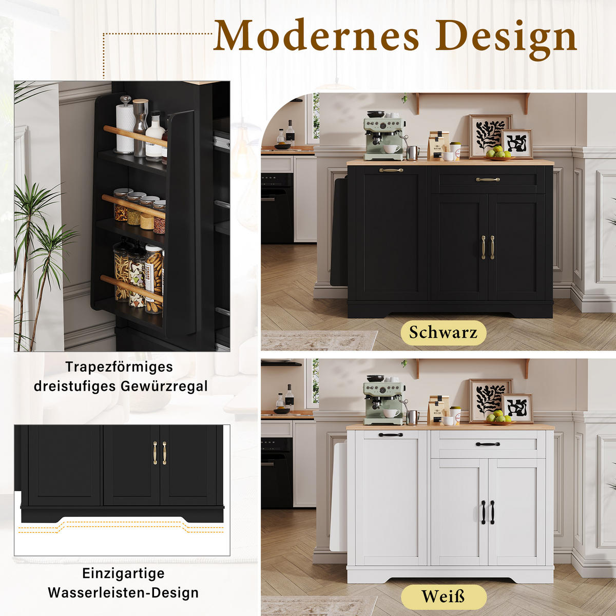 SIDEBOARD mit 3 Türen, Schublade und ausziehbaren Regalen, Schwarz - Schwarz, Holzwerkstoff (115/87/40cm)