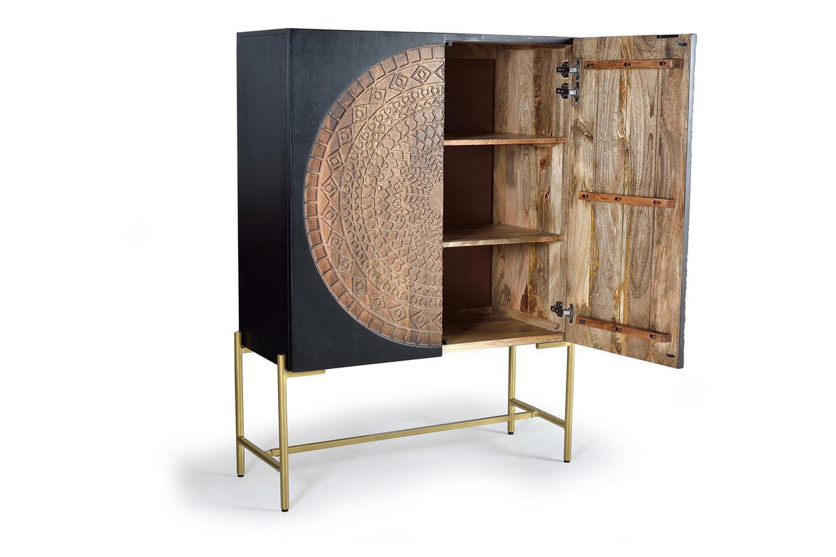 HIGHBOARD aus Mangoholz und Metall - Dunkelbraun, Holz (45/143/100cm) - Giner y Colomer