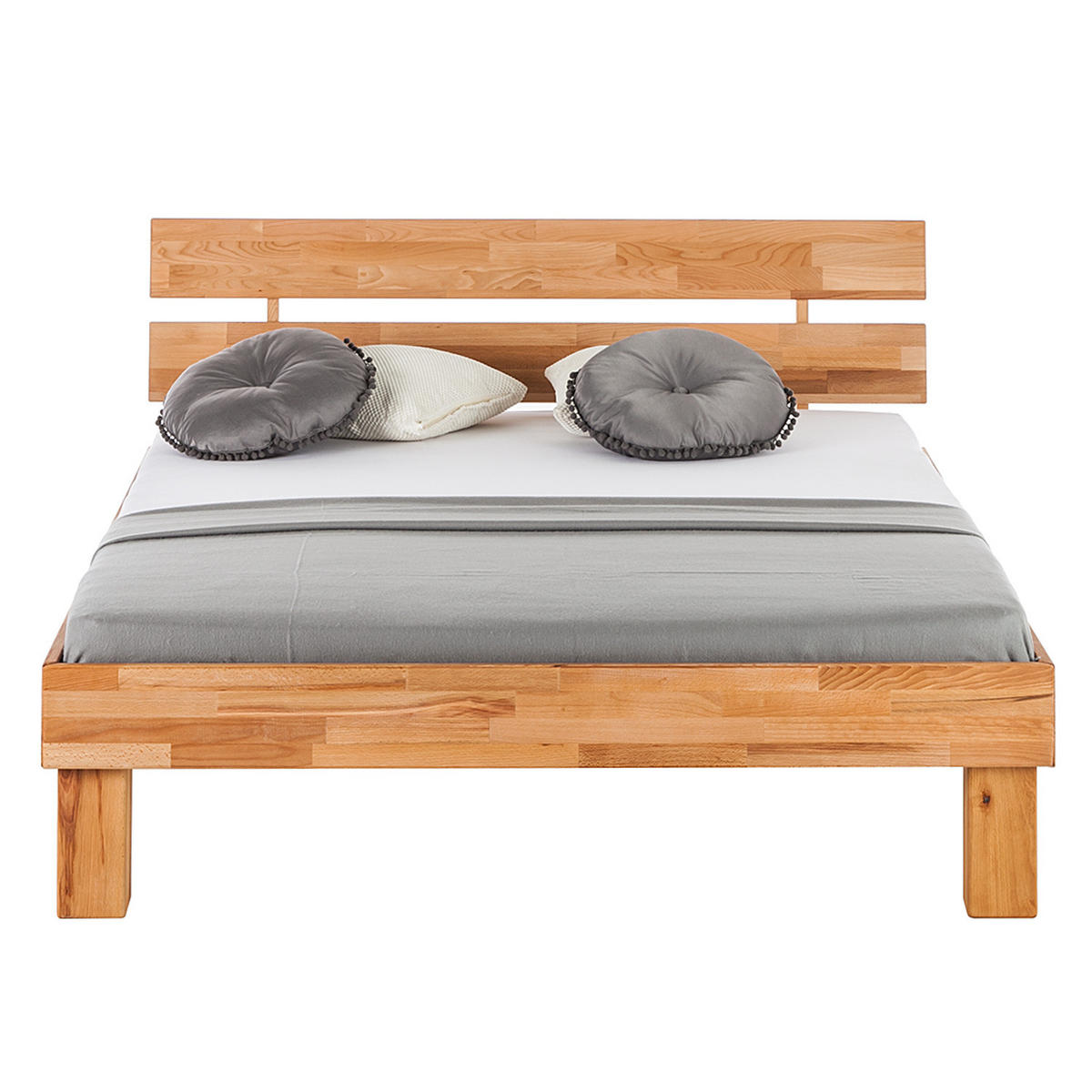 BETT - Massivholz - Kernbuche, Holz - home24