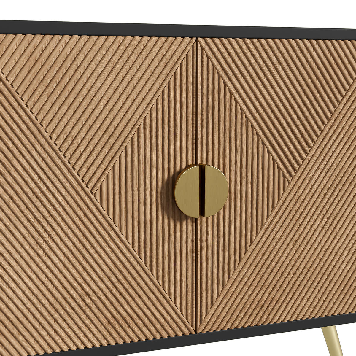 SIDEBOARD 160cm 4 Türen Hochglanz goldene Griffe modern - Multicolor, Holzwerkstoff (40/75/160cm) - FLIEKS