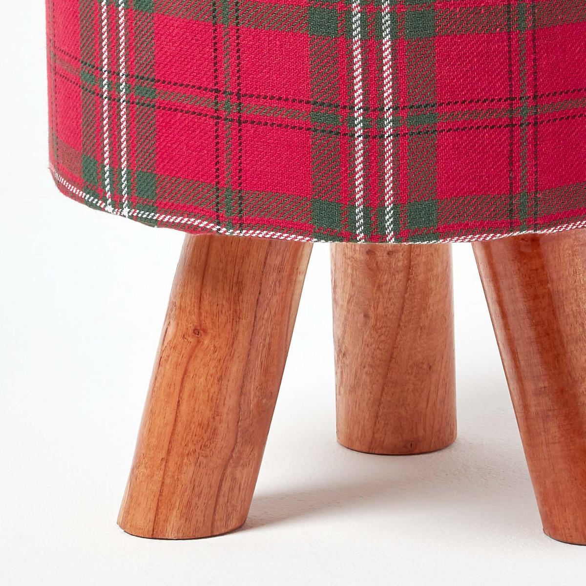 HOCKER Edward Tartan rot kariert, 32/32/42 cm - Rot, Textil (32/42/32cm) - Homescapes