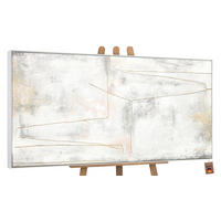 GEMÄLDE Goldene Schleife Schattenfugenrahmen Weiß 140x70 cm - Weiß, Holz (140/70cm) - YS-art gallery