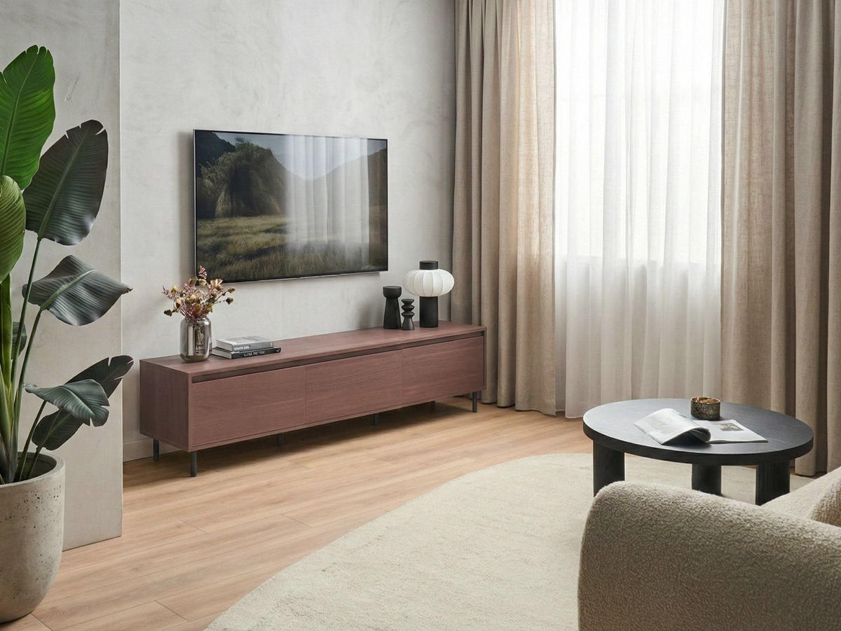 TV-MÖBEL Dunkelbraun Nikea - Schwarz/Braun, Holzwerkstoff (180/45/40cm) - Beliani