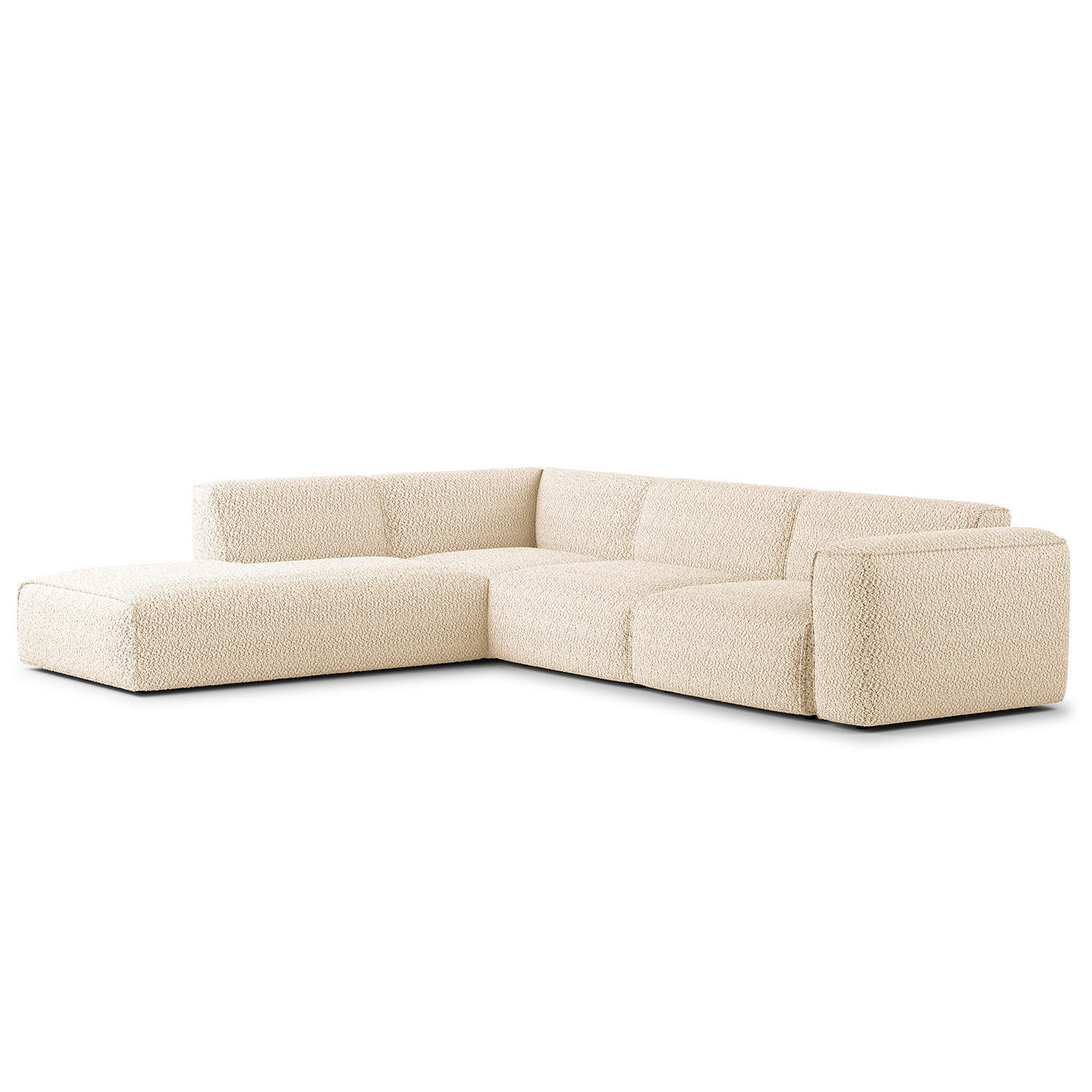 3-SITZER ECKSOFA mit Recamiere - Beige/Schwarz, Kunststoff/Textil (295/231cm) - home24