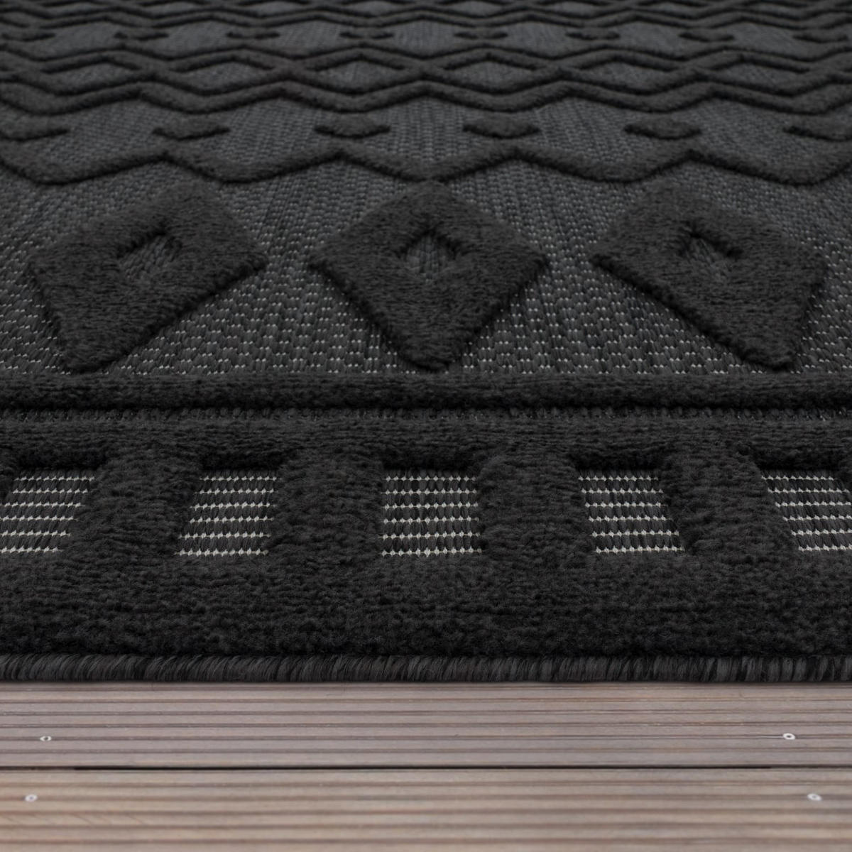 OUTDOORTEPPICH 160/160 cm Livorno 671 - Anthrazit, Kunststoff (160/160cm) - Paco Home