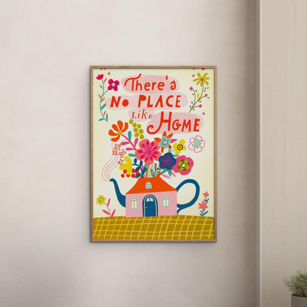 POSTER mit Rahmen Affordable Art Prints x Uta Krogmann - No Place like Home - Eichefarben/Multicolor, Holz/Papier (30/40cm) - Poster&Frame