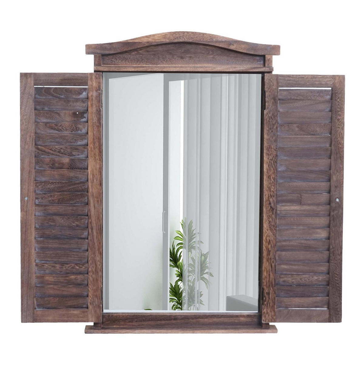 WANDSPIEGEL MIT FENSTERLÄDEN Dunkelbraun - Dunkelbraun, Holz (46/71/5cm) - MCW