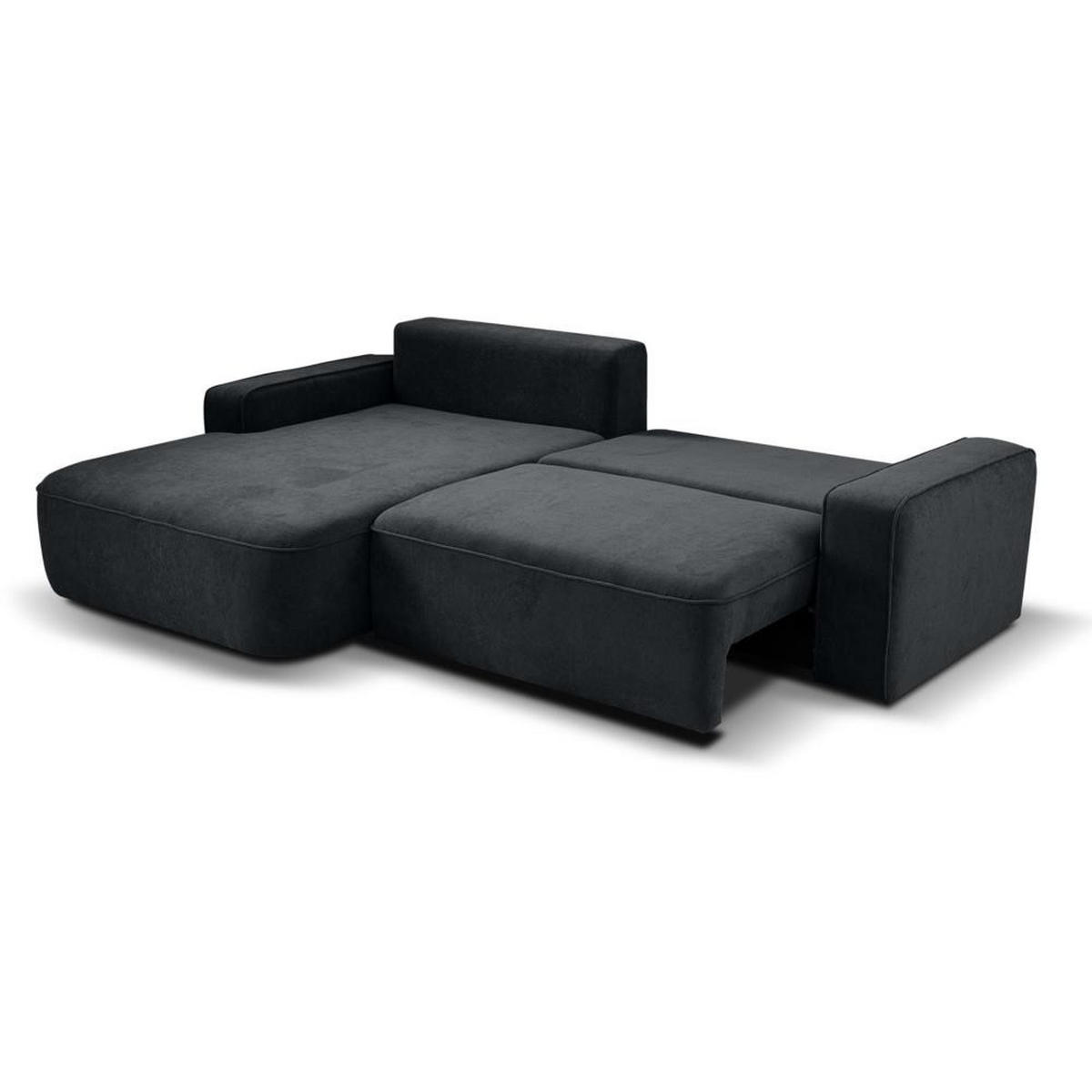 ECKSCHLAFSOFA Torre graphit velours links - Graphitfarben, Textil (258/171cm) - Beautysofa