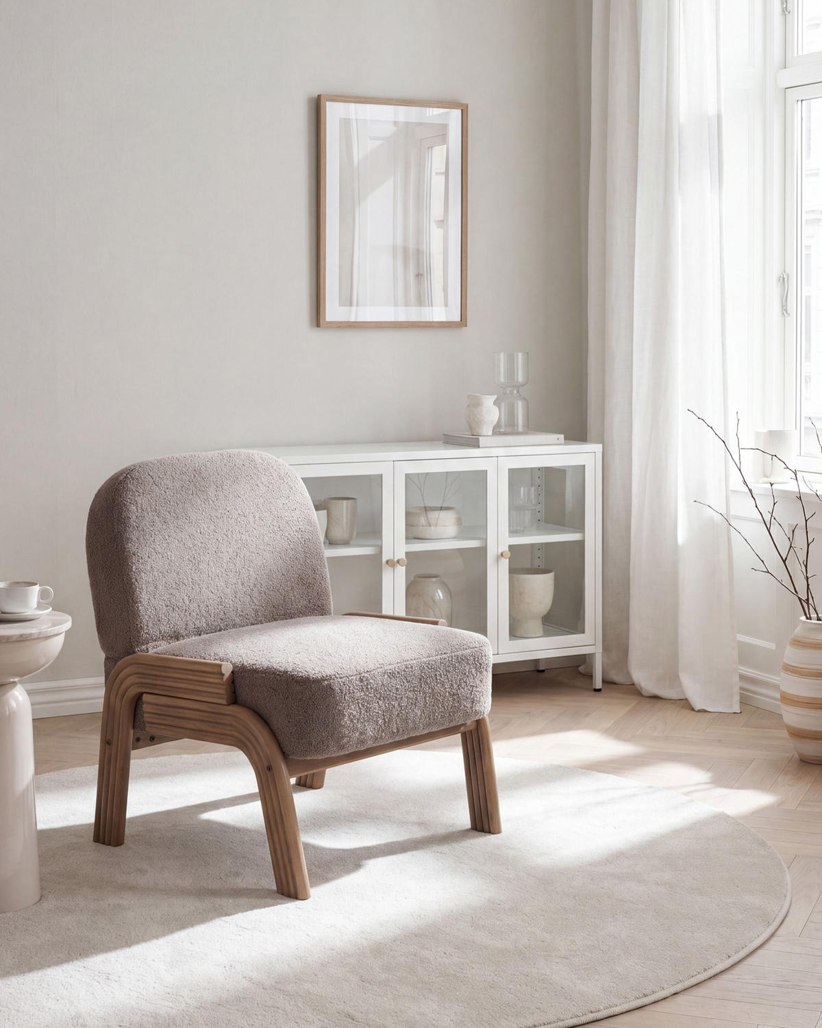 SESSEL Bouclé Taupe Orten - Taupe/Beige, Textil (65/78/79cm) - Beliani