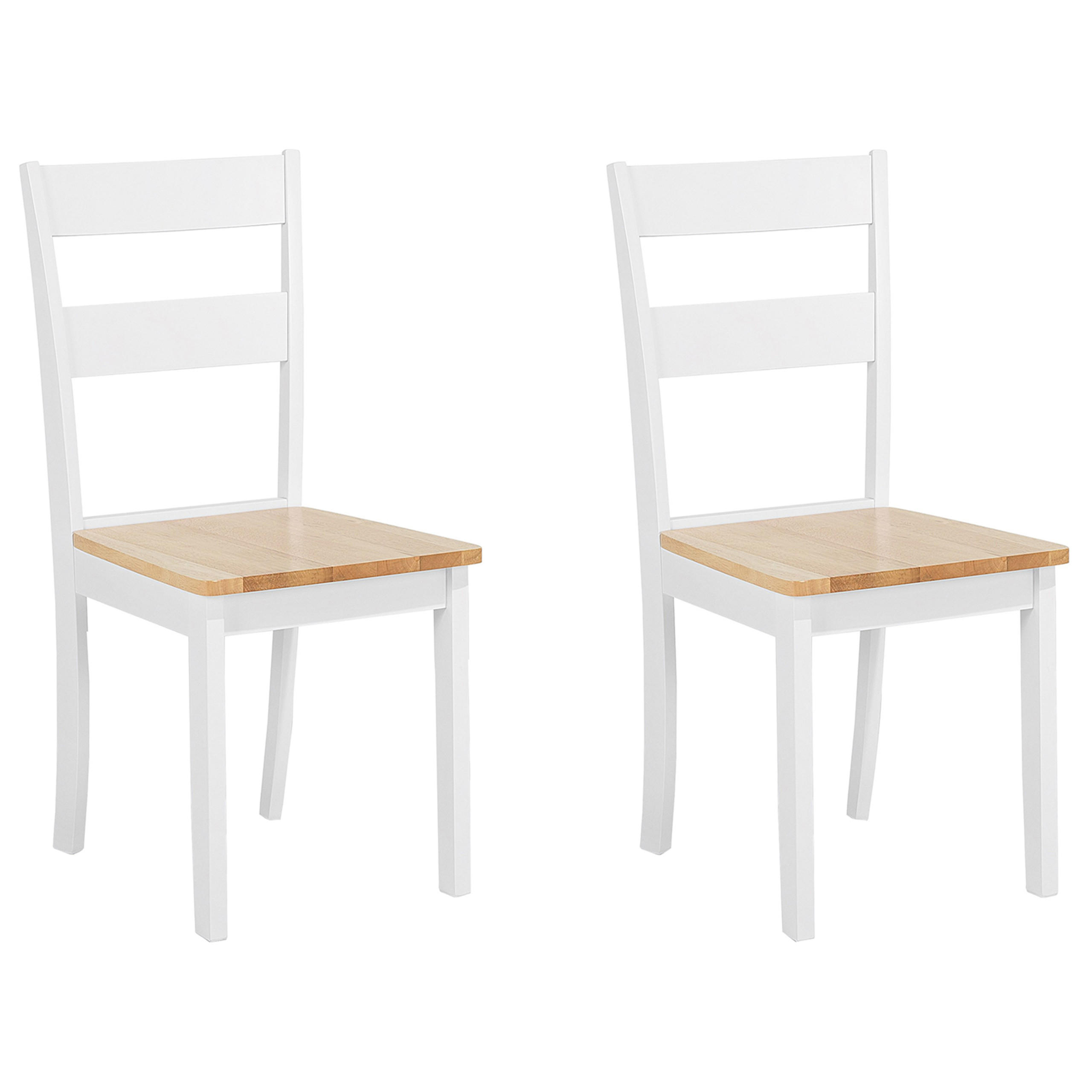 JÍDELNÍ ŽIDLE sada 2 ks Kaučukovníkové dřevo světle hnědá/bílá Georgia - bílá/světle hnědá, dřevo (40/89/50cm) - Beliani