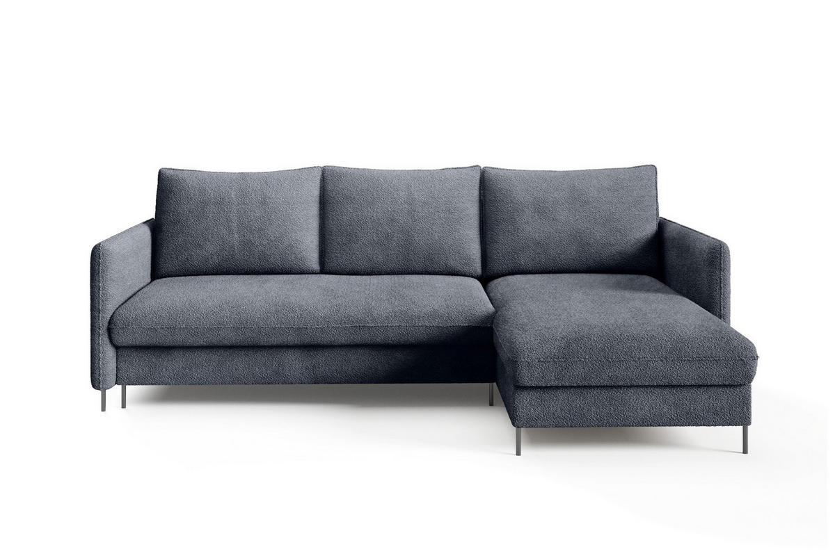 ECKSOFA Belis Boucle in Dunkelblau, Schlafsofa - Dunkelblau, Holzwerkstoff/Textil (216/165cm) - Bettso