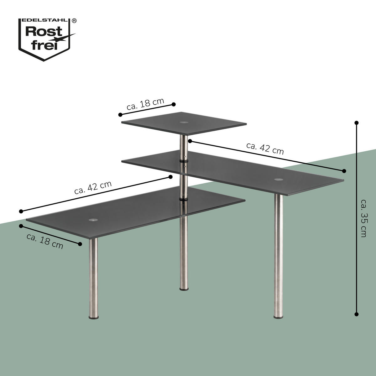ECKREGAL, schwarz - Schwarz, Glas (42/34.5/42cm) - bremermann