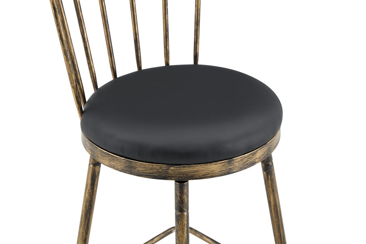 BARHOCKER 2er-Set Schwarz & Braun mit Rückenlehne und gepolstertem Sitz - Schwarz, Leder (39/96/39cm) - PANGIVO