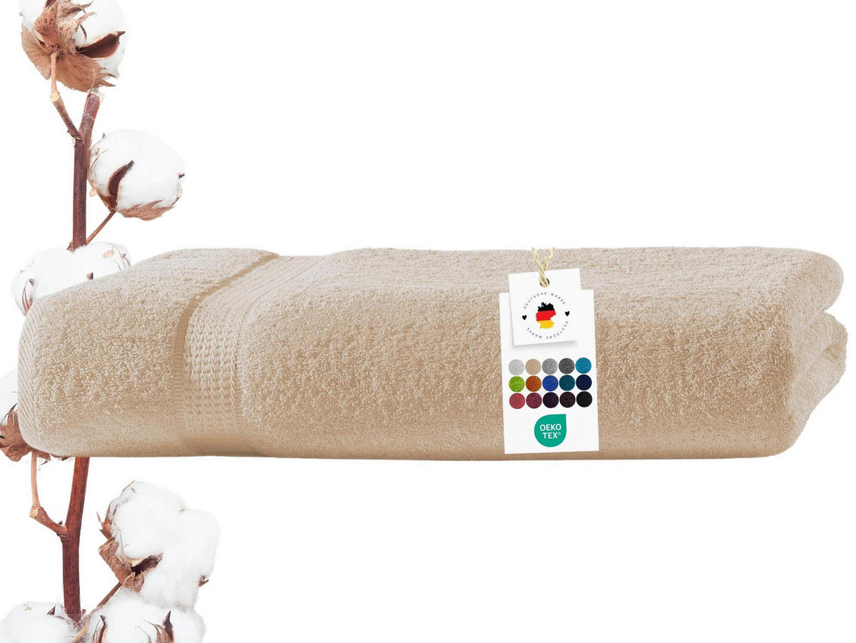 BADETUCH 100x150 cm Frottier Handtücher aus 100% Baumwolle, Beige 500g/m2 - Beige, Textil (100/150cm) - Carpe Sonno