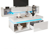 TV-SCHRANK-SET mit Couchtisch in Weiß Hochglanz, erweiterbar 181/38/38 cm + 100/50/40.3 cm - Weiß, Holzwerkstoff (50/181/78.3cm) - Redom