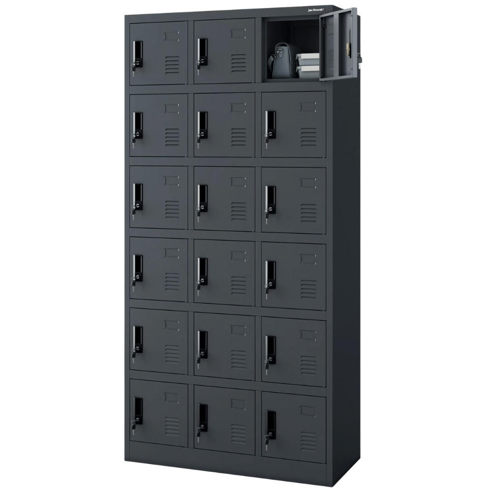 SCHLIESSFACHSCHRANK Spind BERN 18 Fächer185x90x40cm Anthrazit - Anthrazit, Metall (90/185/40cm) - DELUKE