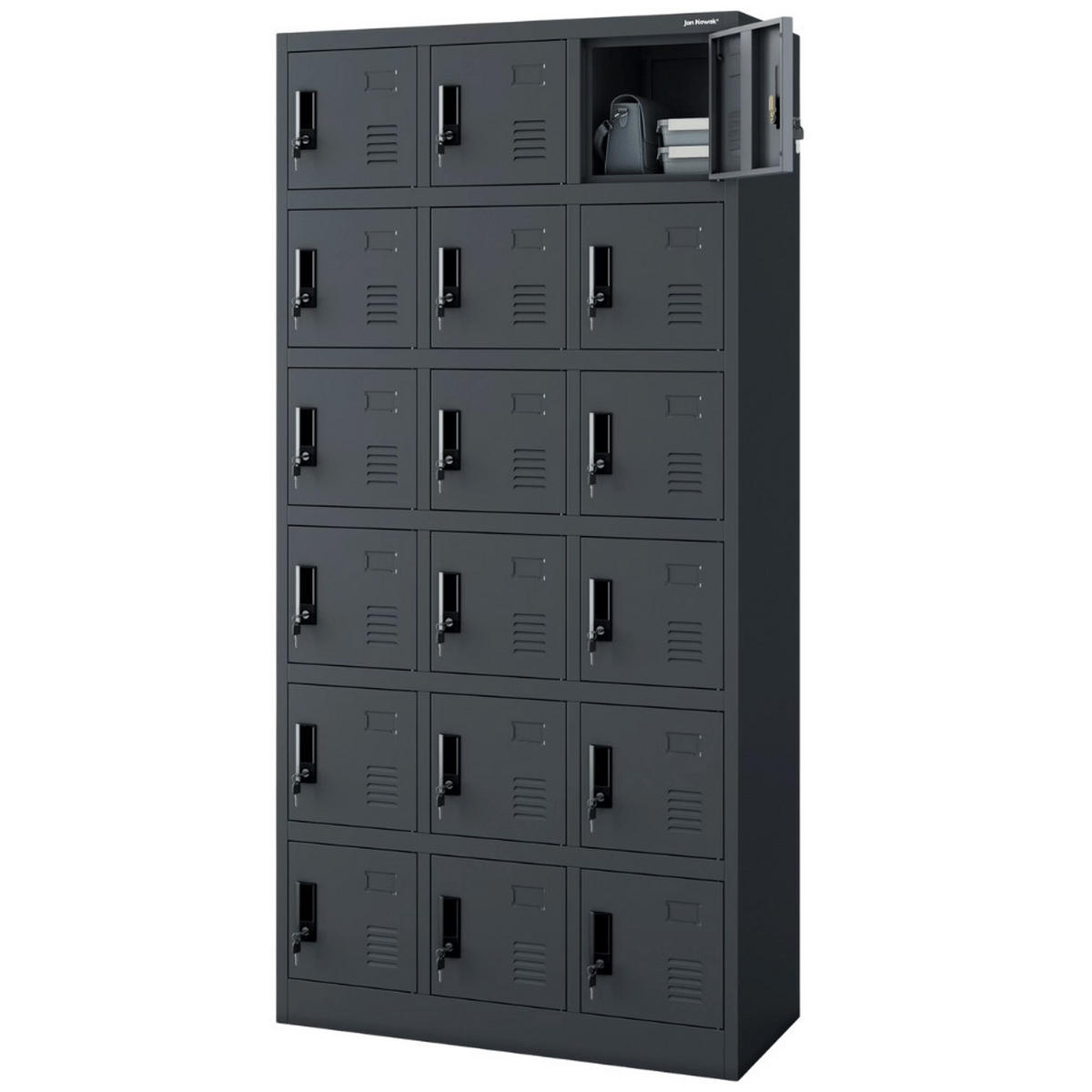 SCHLIESSFACHSCHRANK Spind BERN 18 Fächer185x90x40cm Anthrazit - Anthrazit, Metall (90/185/40cm) - DELUKE