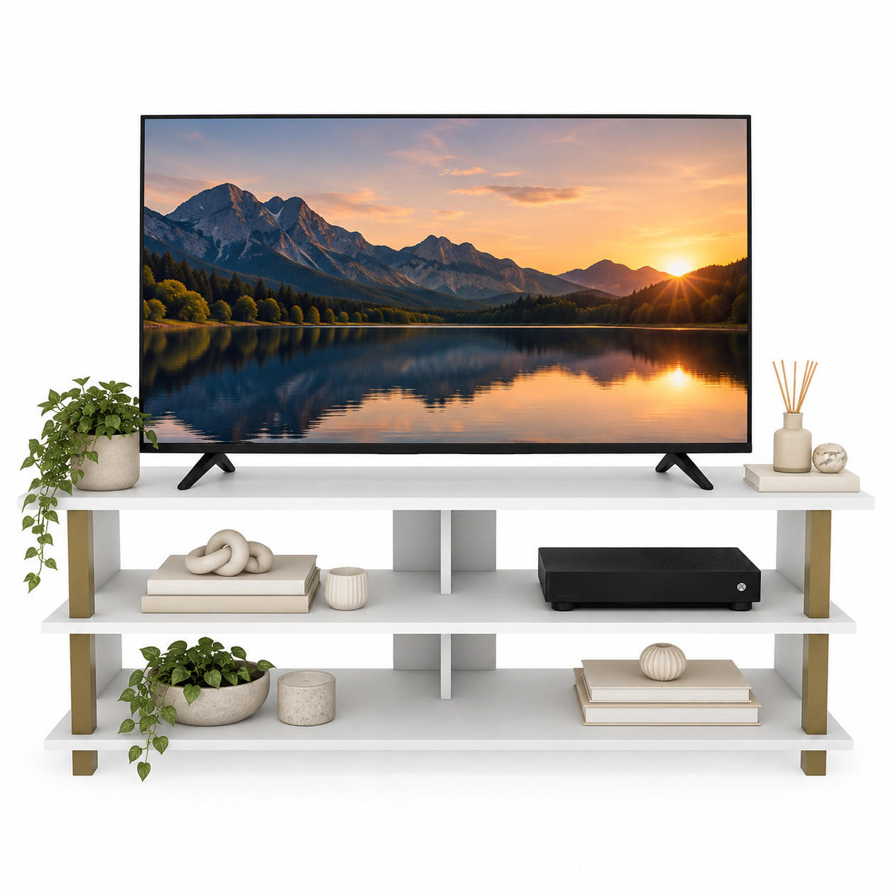 Decorotika TV Gold, Weiß 120x47x45 cm